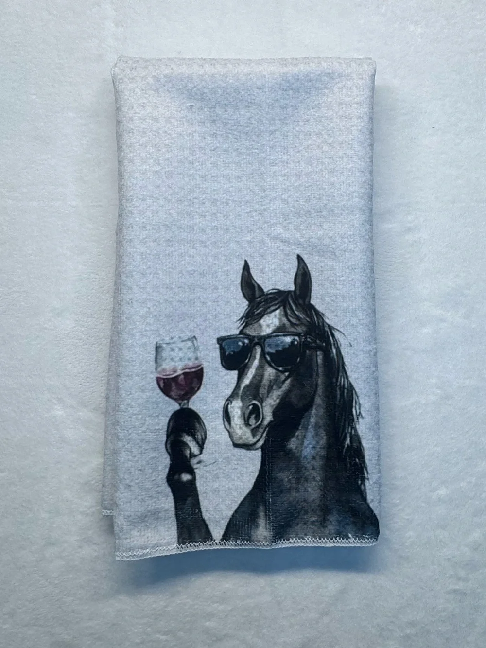 Horse with Wine Glass Kitchen Towel